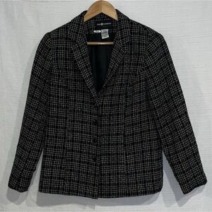 VTG Sag Harbor Black Tweed Blazer Women's 6 Petite 90s Y2K Power Jacket Business